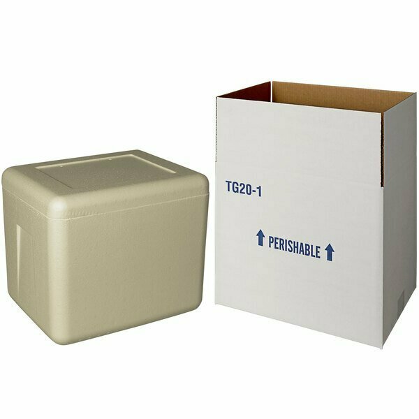 Plastilite Insulated Shipping Box with Biodegradable Cooler 14 1/8'' x 10 3/8'' x 12 1/4'' - 1 1/2'' Thick 451RTG20CPLT